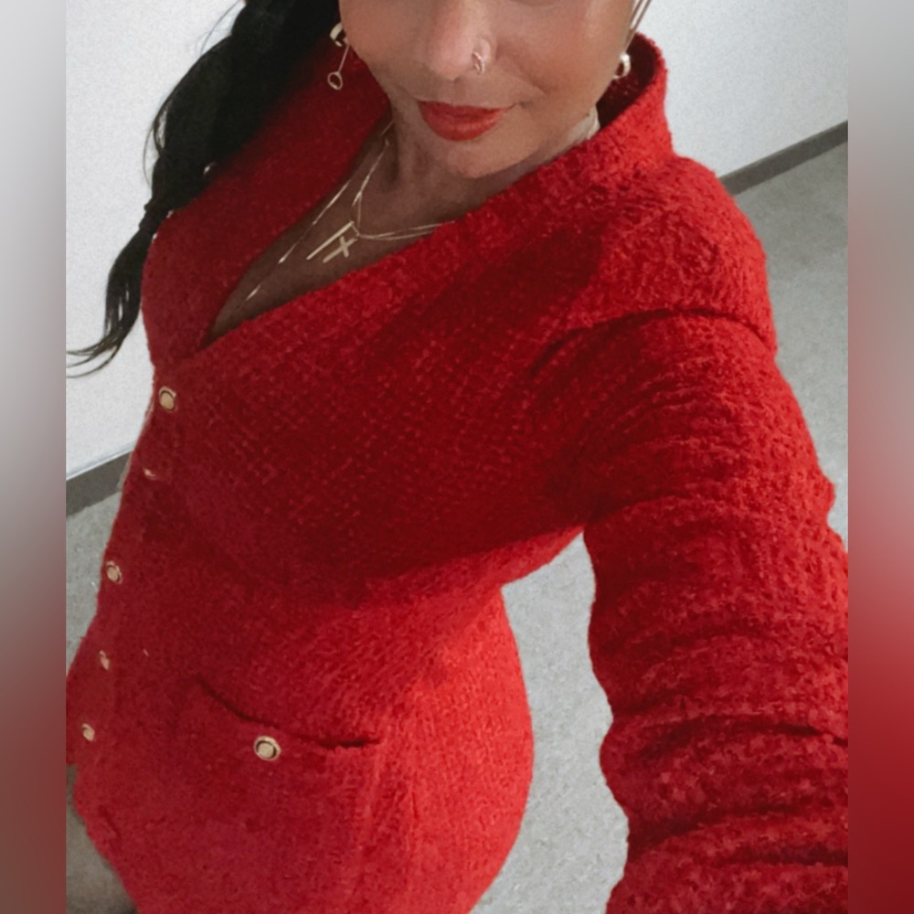 Zara Red Textured Blazer Dress - Picture 4 of 5
